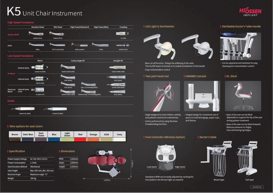 Osstem K5 dental chair